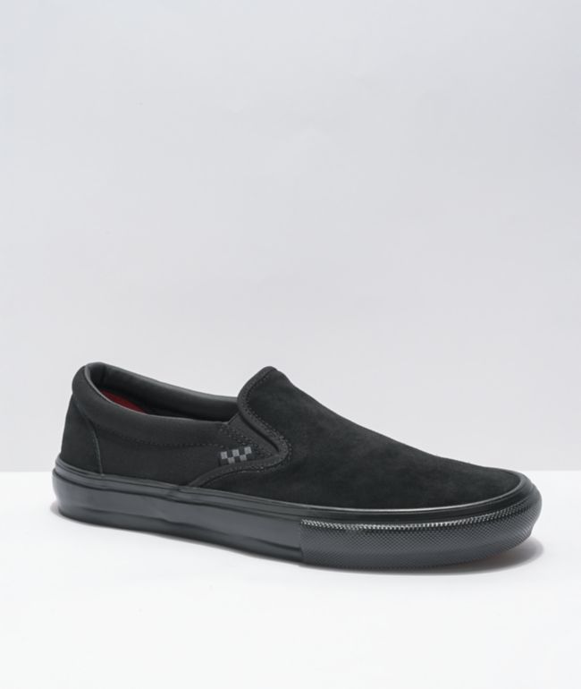 Black suede shop slip on vans