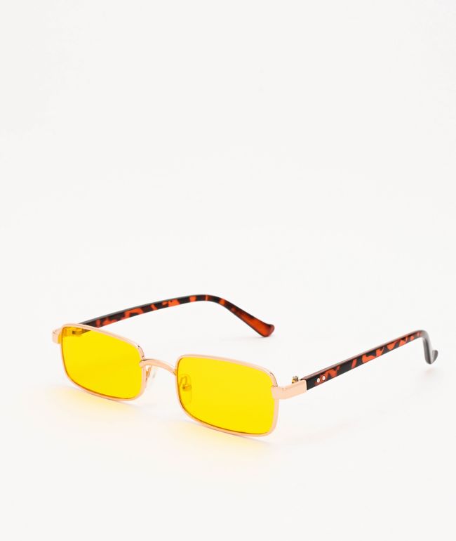 Micro Rectangle Tortoise & Yellow Sunglasses - Eyeking