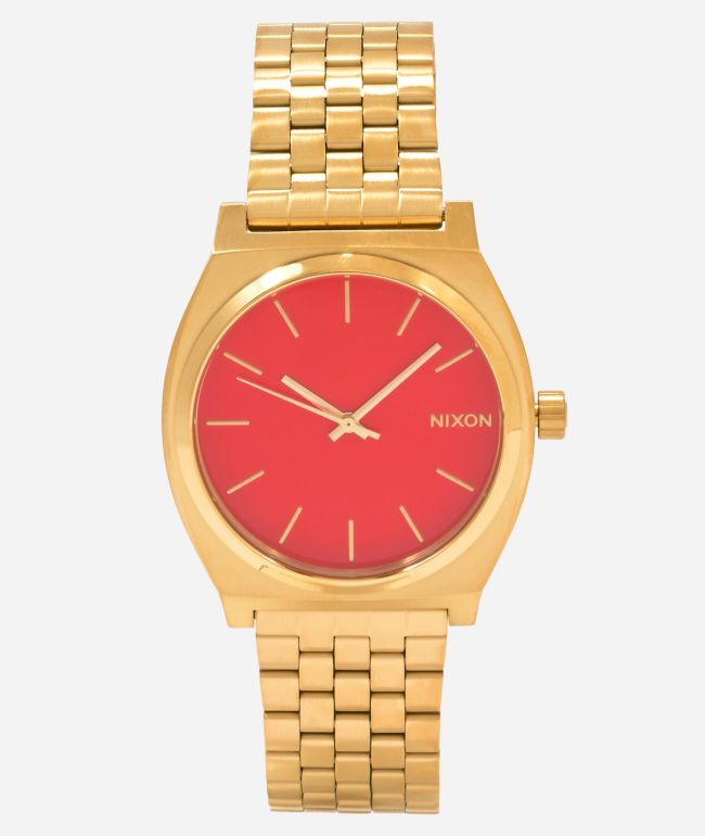 Nixon Time Teller Gold & Red Analog Watch - Nixon Watches