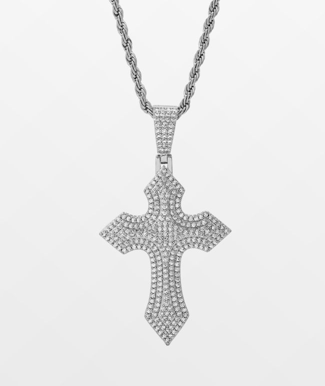 Cross - Traditional Cross Pendant - Rope Necklace (281) 2mm 22” Rope Necklace