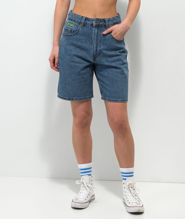 Empyre Tori Blue Wash Loose Fit Skate Shorts - Empyre