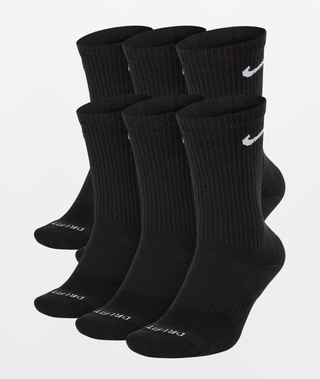 Nike Everyday Plus 6 Pack Black Crew Socks - Nike