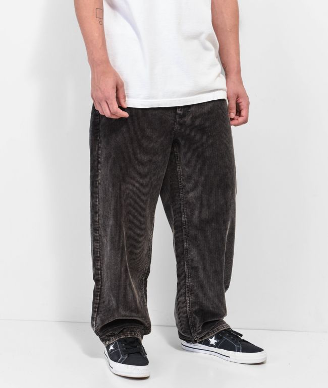 Empyre Loose Fit Sk8 Black Acid Wash Corduroy Skate Pants - Empyre
