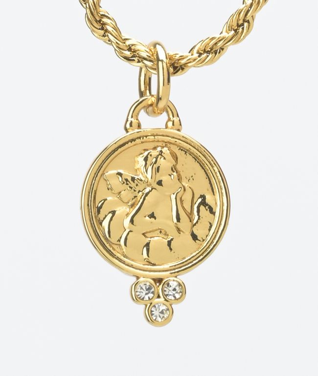 Saint Midas Butterfly Yellow Gold 22 Rope Chain Necklace