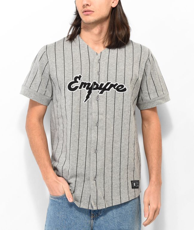 Empyre Chuck White & Black Pinstripe Baseball Jersey - Size L - White - Jerseys - Shirts - Men's Clothing at Zumiez