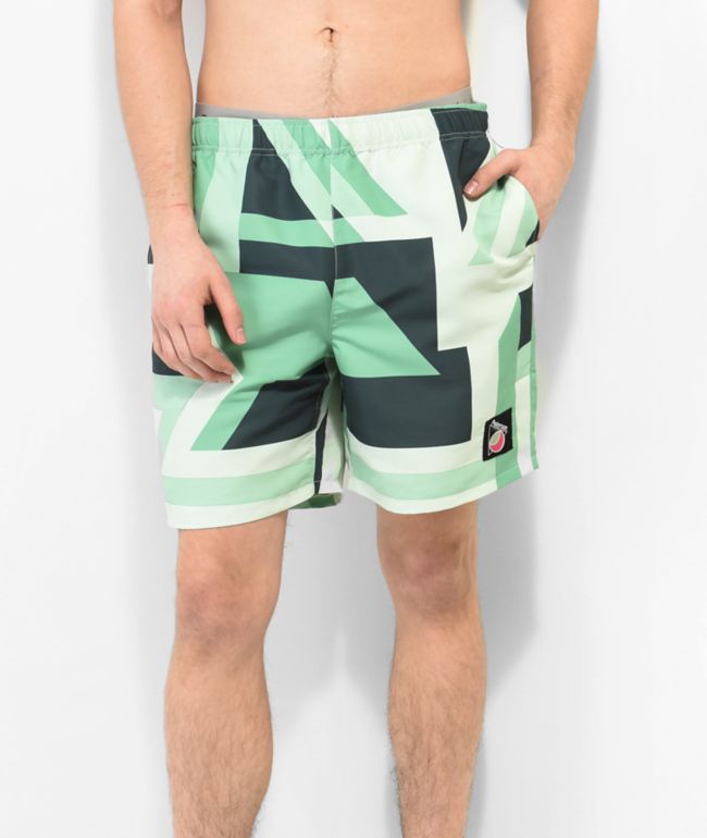 Tall Board Shorts for Men in Blue Green Stripe