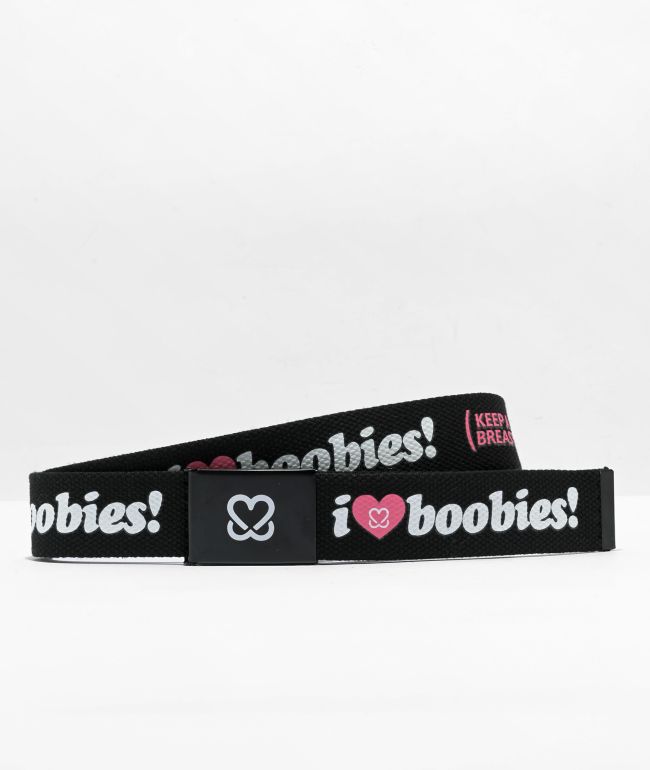 Keep A Breast Foundation I Heart Boobies Black & Pink Web Belt - Keep A Breast Foundation