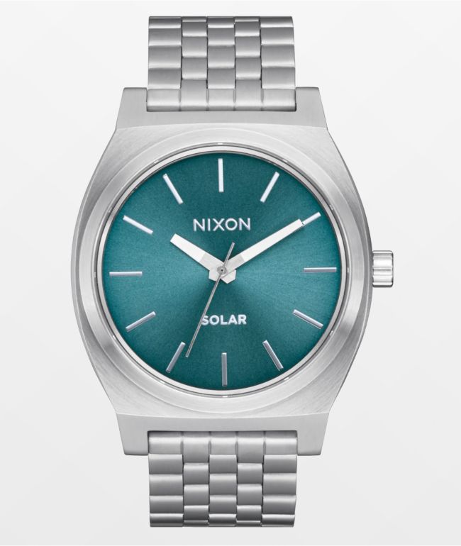 Nixon Time Teller Solar Silver & Jade Sunray Analog Watch | Zumiez