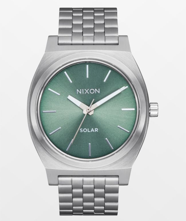 Nixon Time Teller Solar Silver & Jade Sunray Analog Watch - Nixon Watches