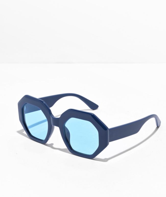 Misty Blue Octagonal Sunglasses - I SEA