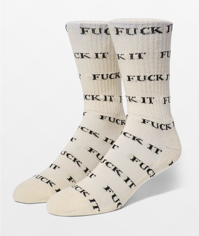 HUF Fuck It White Crew Socks - HUF
