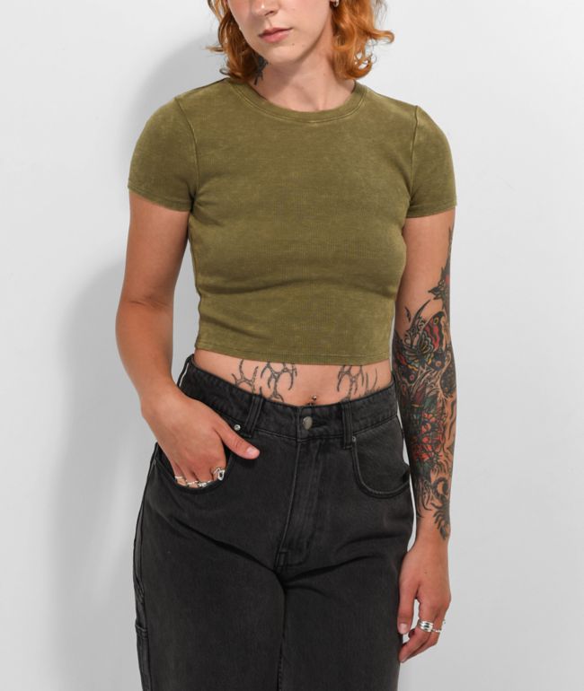 Zine Rita Brown Open Back Crop T-Shirt | Zumiez