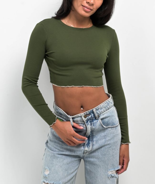Long Sleeve Crop Top Women Turtleneck Basic Slim Fit Cropped – Fleezo.yuh  Streetwear