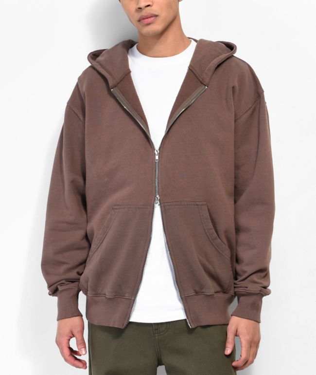 Brown zip up hoodie clearance mens