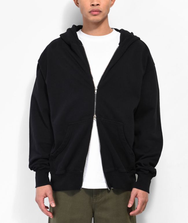 Garment Dye Double Zipper Hoodie 3XL / Black