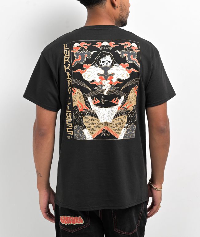 新品未使用　24-25 LURKING CLASS FIRE SKULL 153 Lurking Class by Sketchy Tank Burn The Past Black T-Shirt