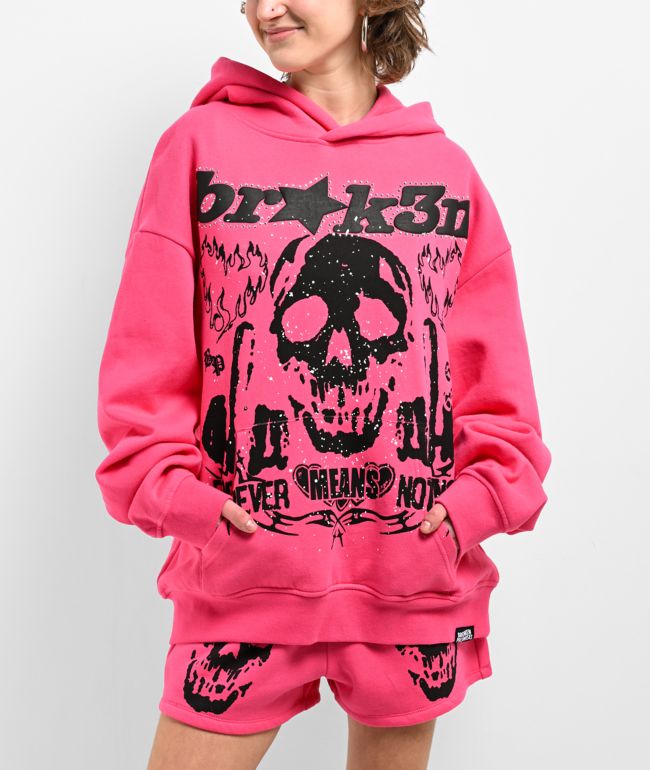 Broken Promises Faceless Pink Rhinestone Hoodie - Broken Promises