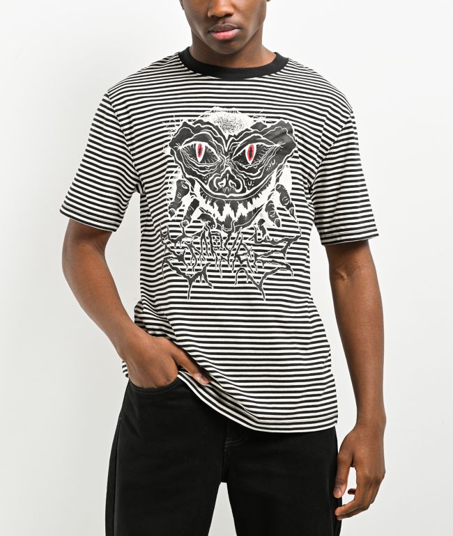 【blackstar922！】LOT.4096 / GENEVA TEE Empyre Glen Black, White & Brown Stripe Short Sleeve Zip