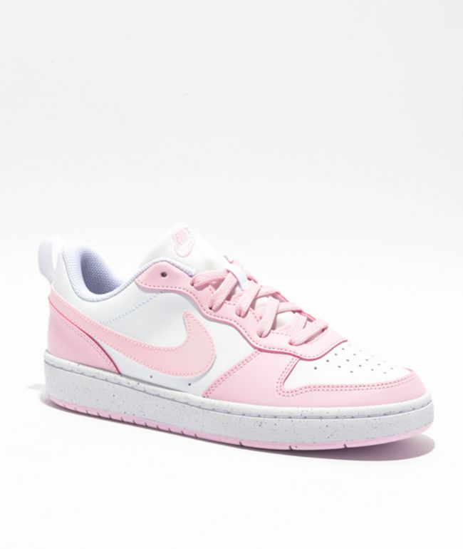Nike Kids Court Borough Low Recraft White & Pink Foam Shoes - Nike