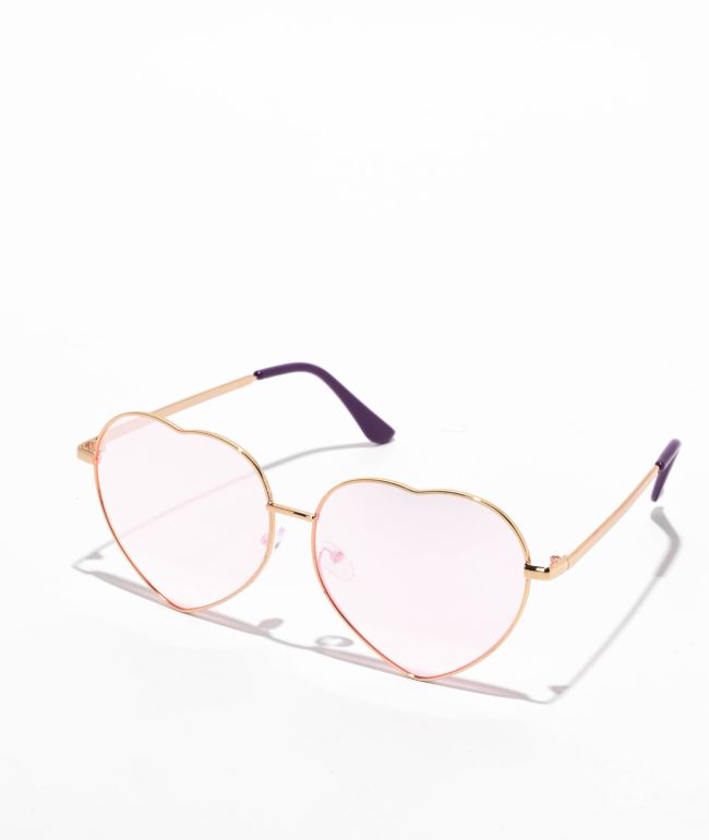 Pink Heart Wire Sunglasses - I SEA
