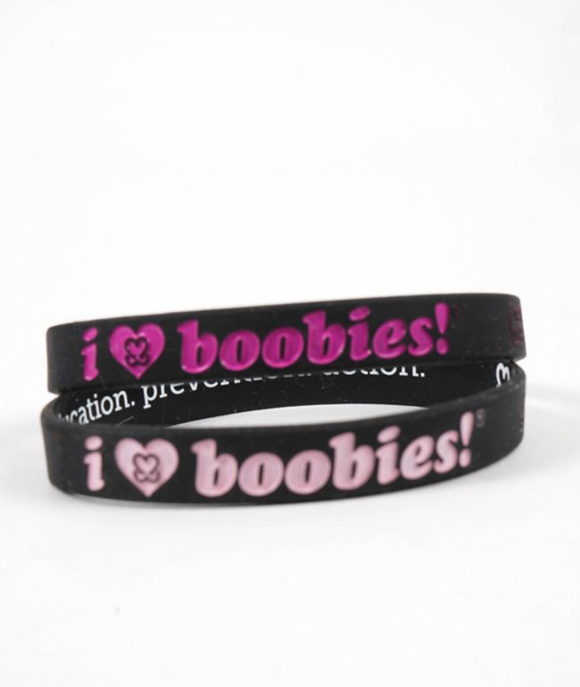 Keep A Breast Foundation I Heart Boobies Black & Pink Mini 2 Pack Bracelets - Keep A Breast Foundation
