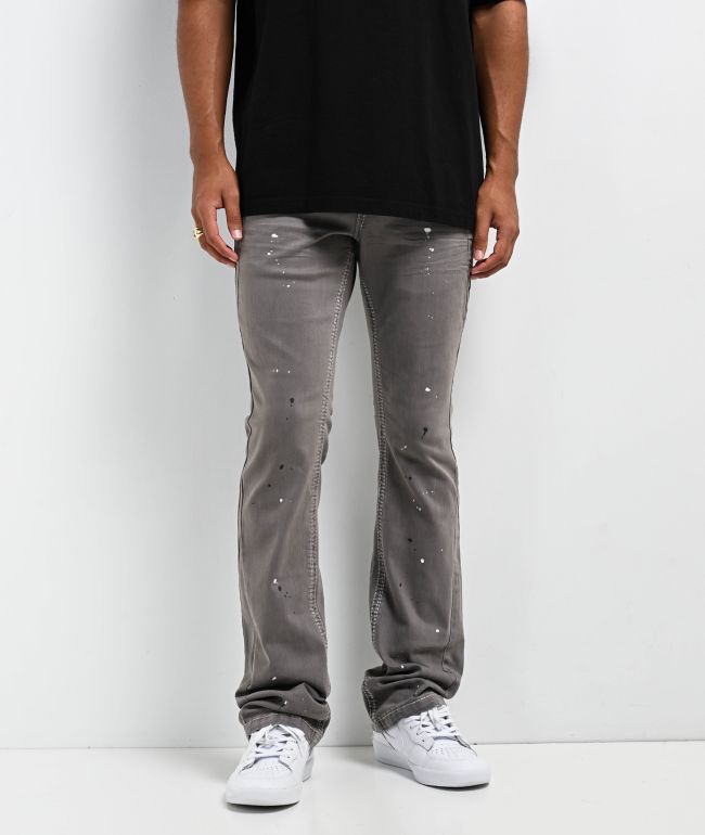 Ninth Hall Stacked Flare Grey Denim Jeans - Ninth Hall