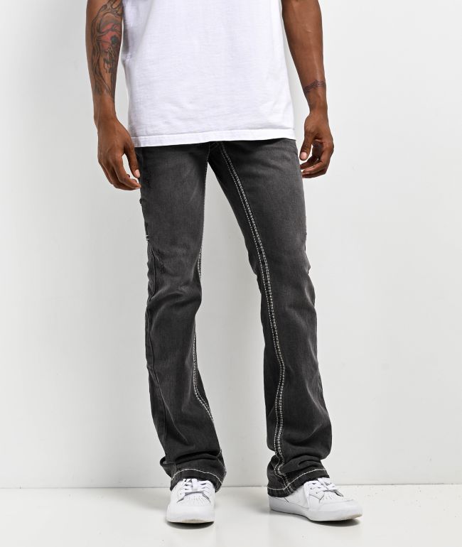 andwang Washed flare denim pants 黒　S 1 Wave Flare Denim - Black | Parallel