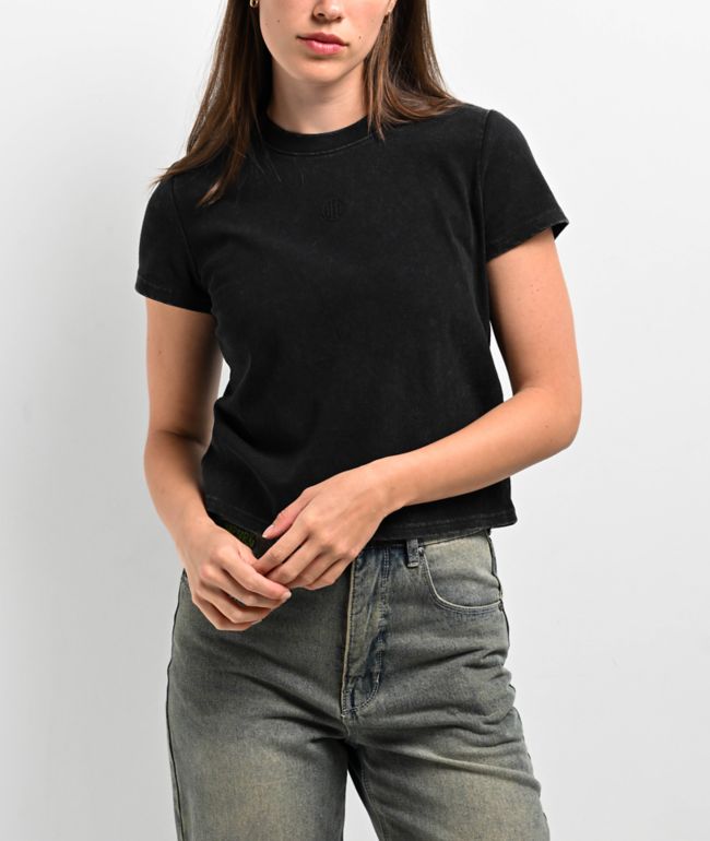 Lサイズ blackmeans COLOR GIRL TEE IMA:ZINE Zine Irina Black & White Stripe Crop T-Shirt | Zumiez