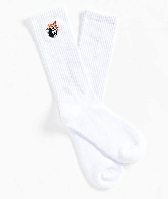 Adam Bomb Logo White Crew Socks - Adam Bomb
