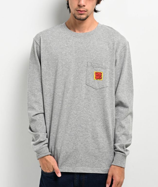 Empyre Hammer Time Heather Grey Long Sleeve Pocket T-Shirt - Empyre