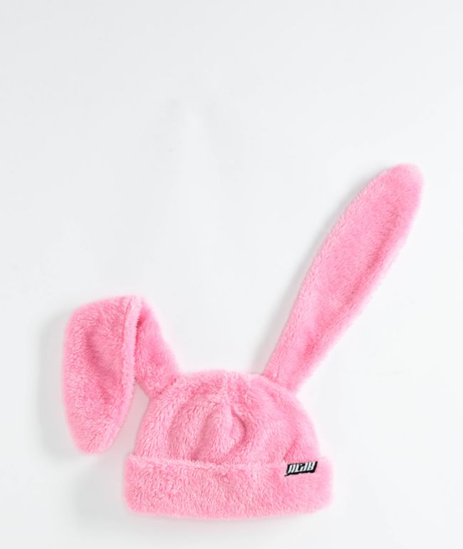 A.LAB Pink Plush Bunny Beanie - A.LAB