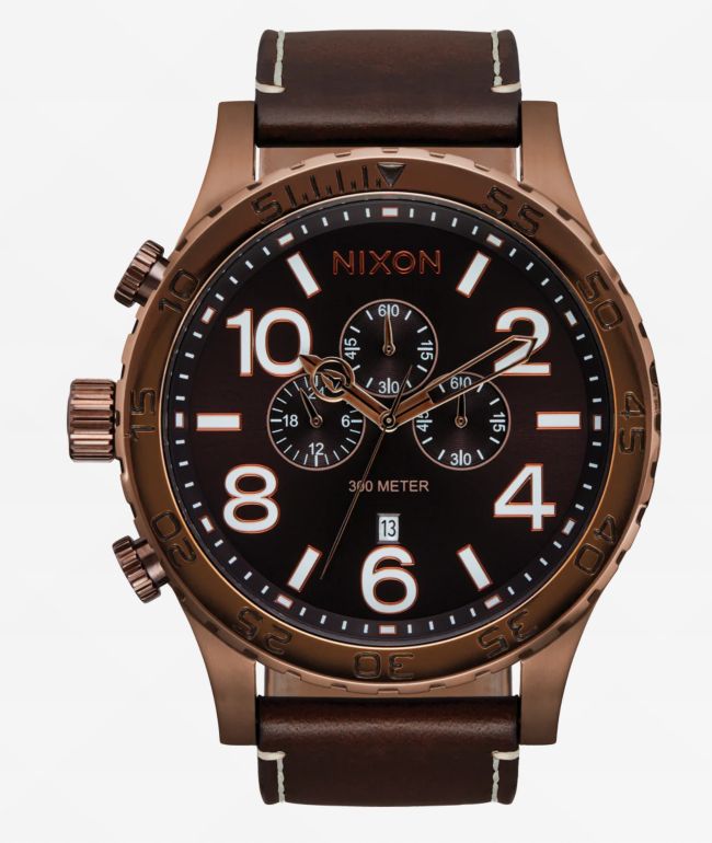 Nixon Sentry Chrono Leather Chrome, Cloud Sunray, & Black Nixon Sentry Chrono Leather Chrome, Cloud Sunray, & Black