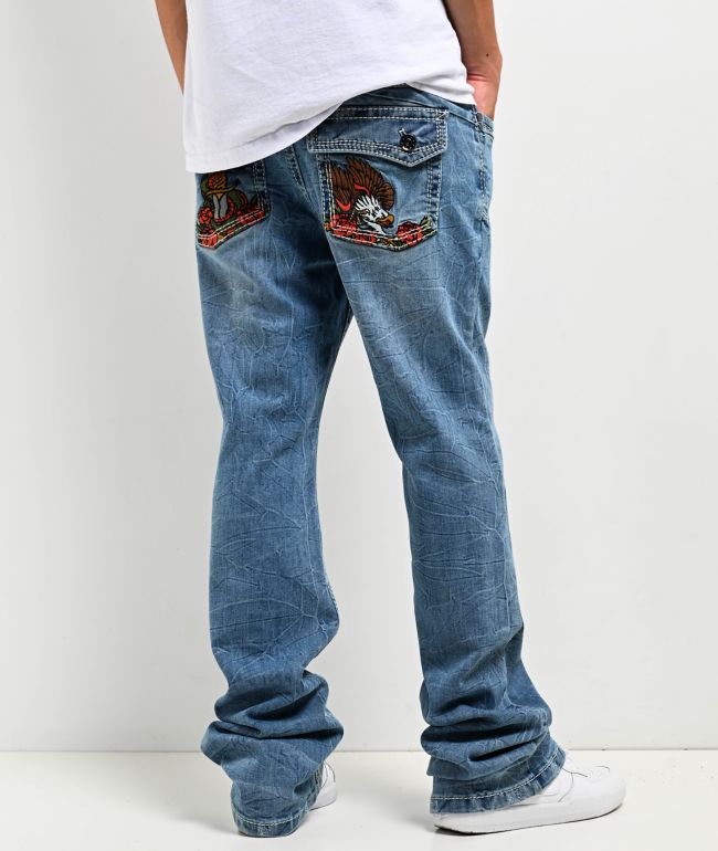 Ninth Hall Eagle Signal Fracture Stacked Flare Jeans - Ninth Hall