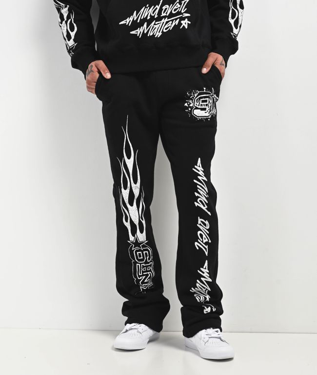 Ninth Hall Flame Black Stacked Flare Sweatpants - Ninth Hall