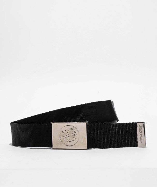Santa Cruz Opus Dot Black & Silver Web Belt - Santa Cruz Skate