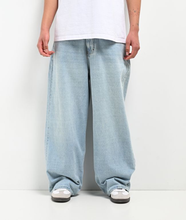 Empyre Ultra Wide Fit Colby Light Blue Wash Denim Skate Jeans - Empyre
