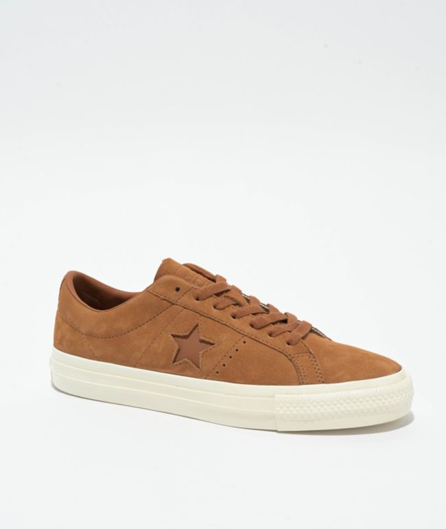 Converse One Star Pro Nubuck Warm Tan & Egret Skate Shoes - Converse