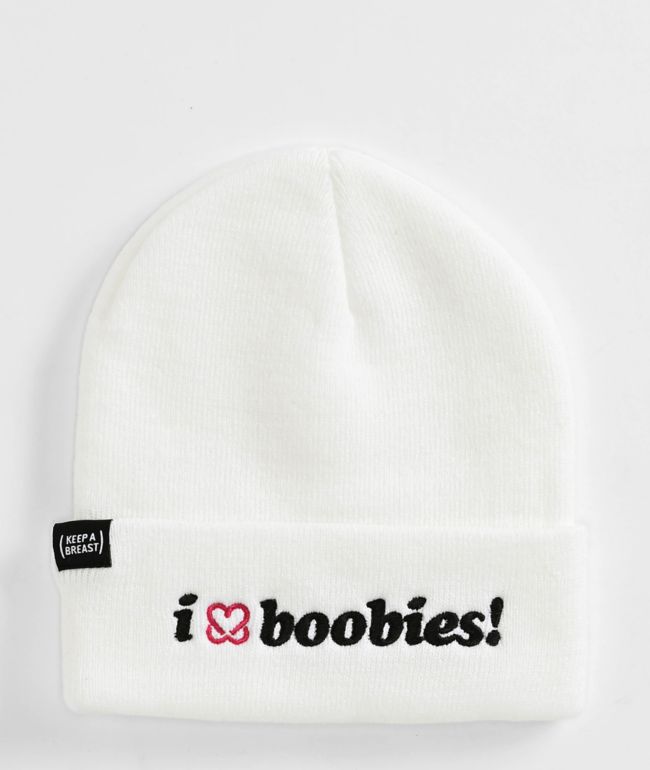 Keep A Breast Foundation I Heart Boobies White Beanie - Keep A Breast Foundation