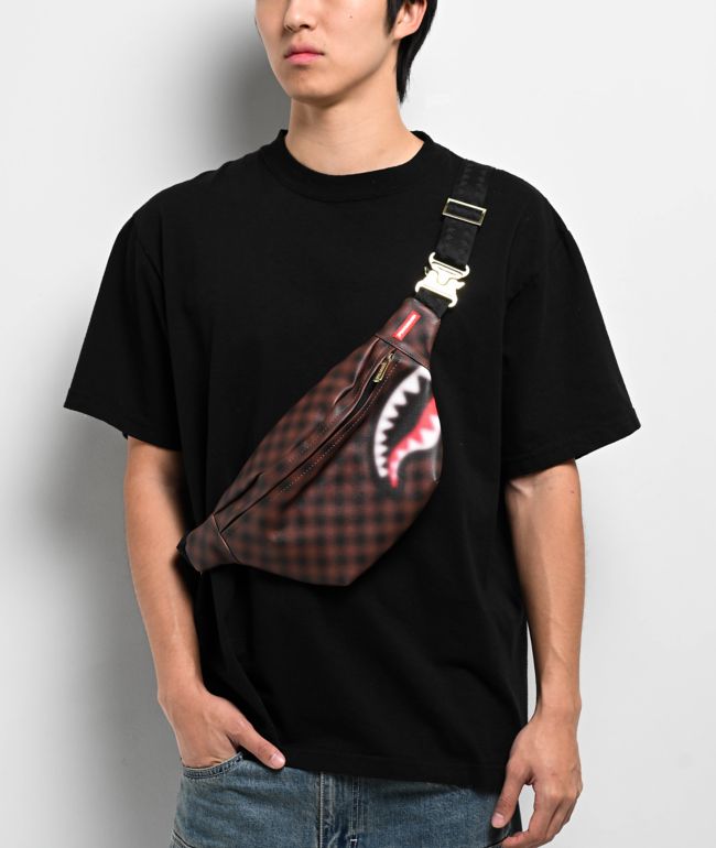 Sprayground Sharks In Paris Blur Brown Fanny Pack - Sprayground