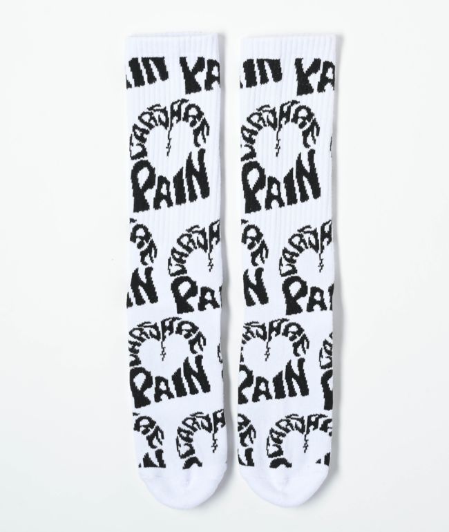 Donut Cars Are Pain Broken White Crew Socks - Donut