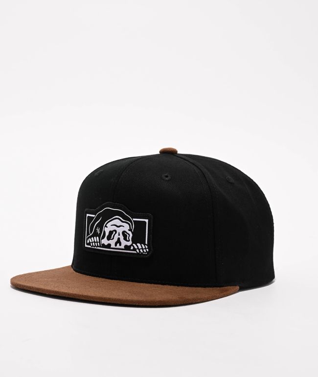 Lurking Class by Sketchy Tank Box Logo Brown & Black Snapback Hat - Lurking Class by Sketchy Tank