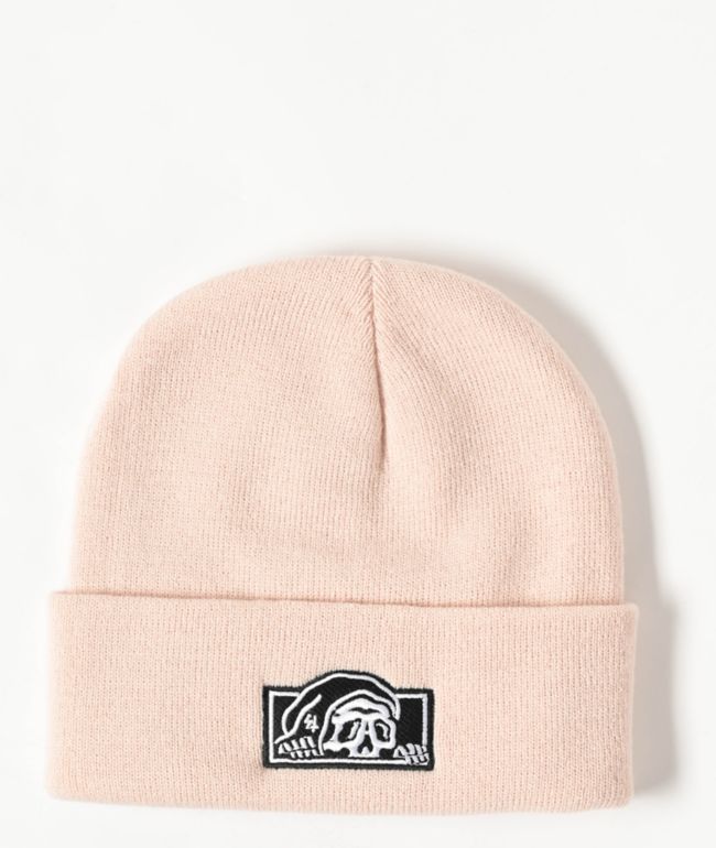 Lurking Class by Sketchy Tank Gas Station Box Logo Pink Beanie - Lurking Class by Sketchy Tank