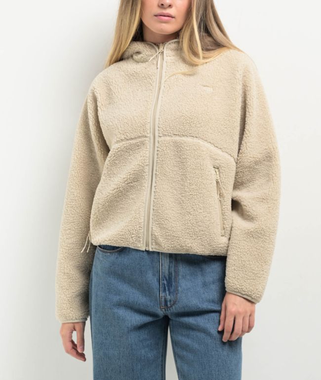 Dravus Vista Beige Sherpa Zip Hoodie - Dravus