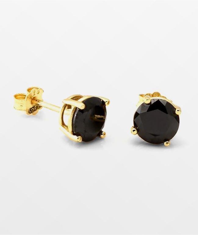 King Ice Round Onyx Stud Earrings - King Ice