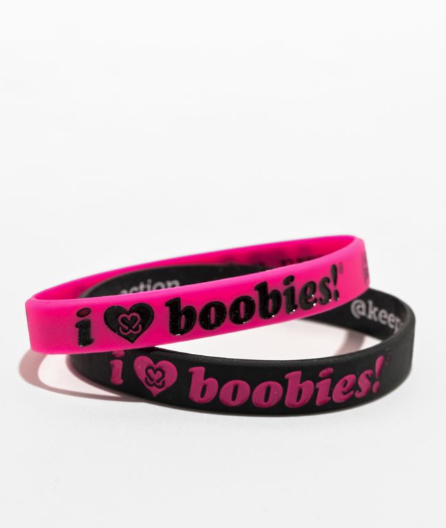 Keep A Breast Foundation I Heart Boobies Fuchsia & Black Mini 2 Pack Bracelets - Keep A Breast Foundation