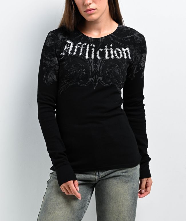Affliction Detail Black Thermal Long Sleeve T-Shirt - Affliction