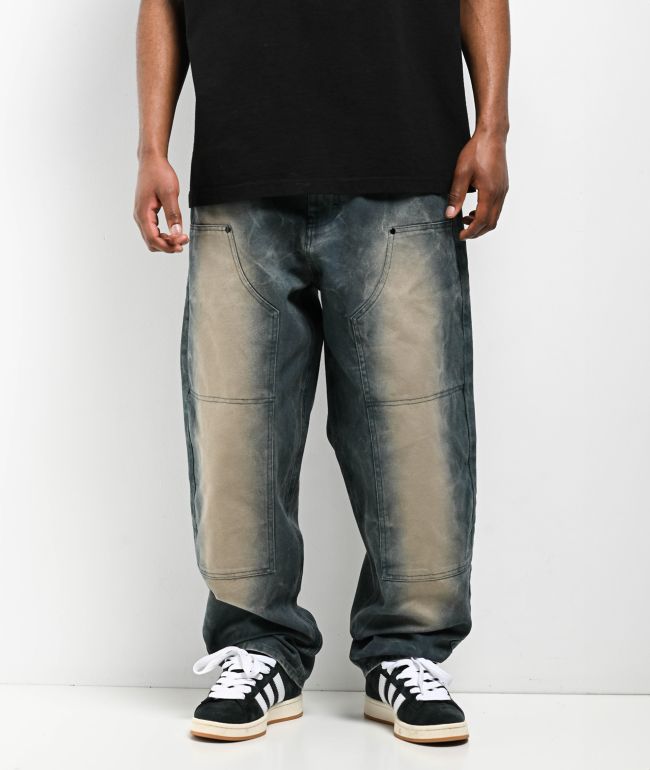 Empyre Canvas Double Knee Blue Dirt Wash Jeans - Empyre