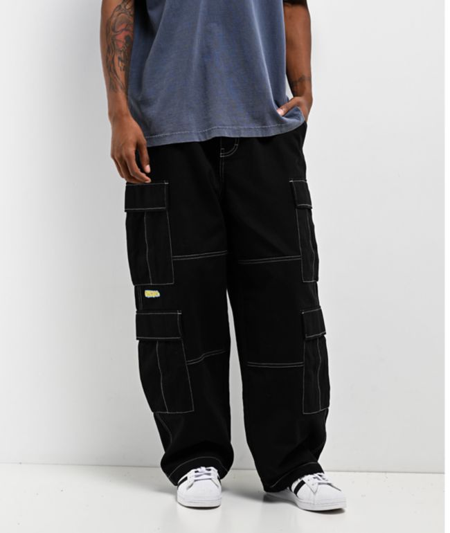 Empyre Easy Now Black Double Cargo Canvas Ultra Loose Skate Pants - Empyre