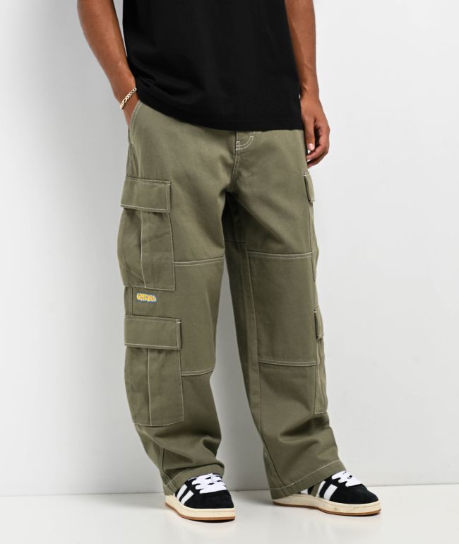 Empyre Canvas Green Ultra Loose Double Cargo Pants - Empyre