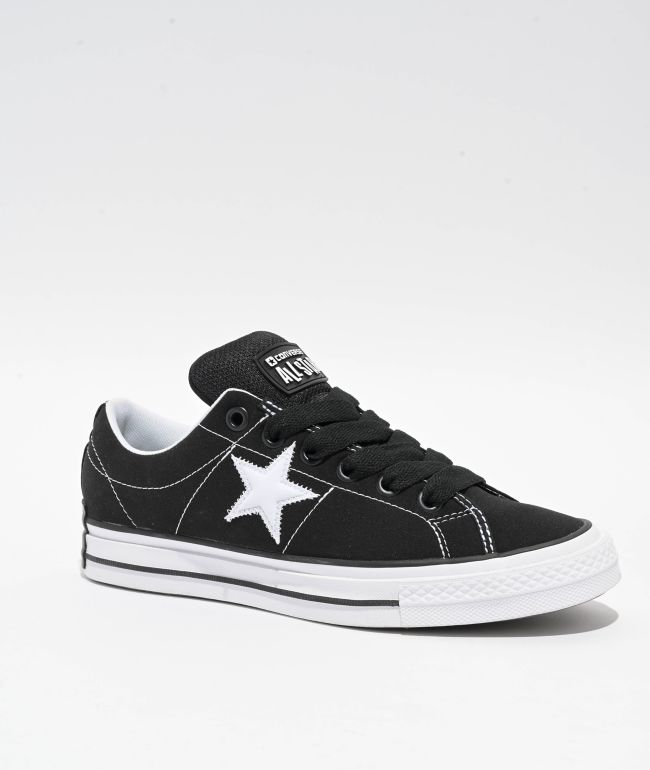 Converse One Star Puffed Black & White Skate Shoes - Converse
